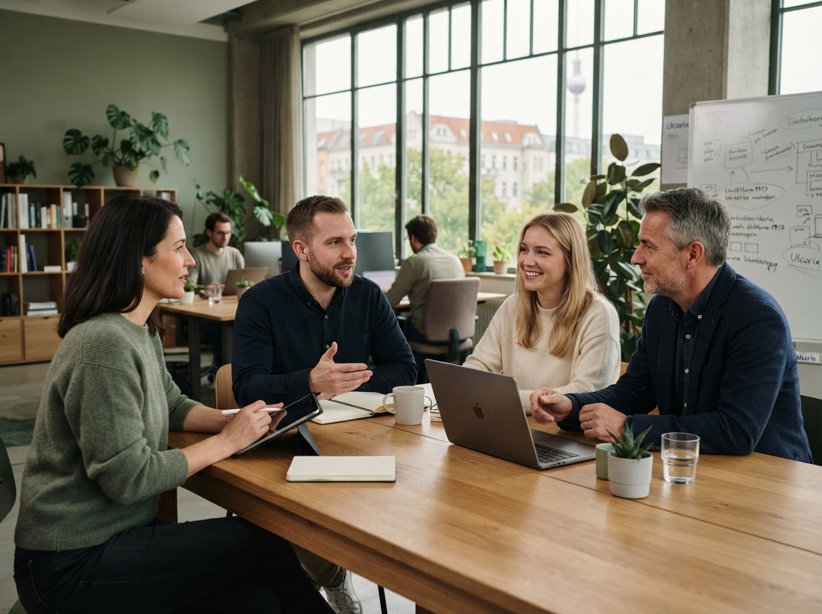 Ulcorix Team bei der Arbeit an KI-gestützter Risikoanalyse
